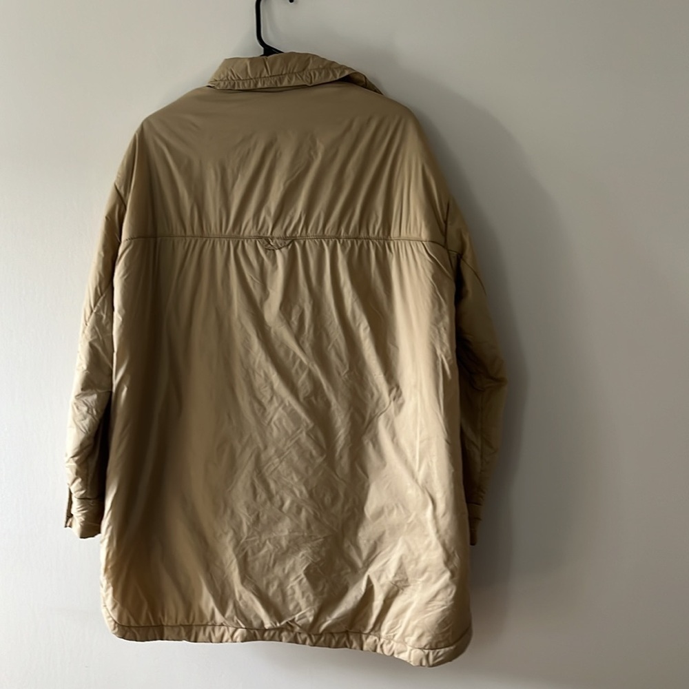 Zara quilted water repellent oversized jacket Overshirt Beige Sz XS 4341/739 - Picture 8 of 16